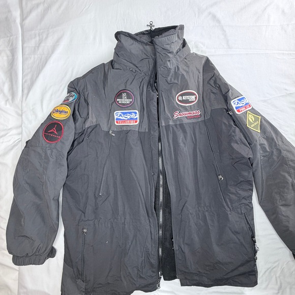 North End All Climate Wear Ski Jacket Men's XXL Gray Multi-Patch Souvenir